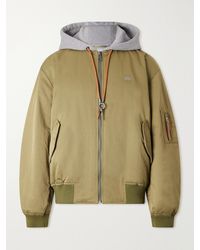 Loewe - Anagram-Embroidered Leather And Jersey-Trimmed Satin Bomber Jacket - Lyst