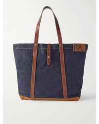 RRL - Suede And Leather-Trimmed Denim Tote Bag - Lyst