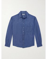 Canali - Button-Down Collar Cotton And Linen-Blend Shirt - Lyst