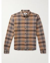 YMC - Dean Button-down Collar Checked Cotton-blend Seersucker Shirt - Lyst