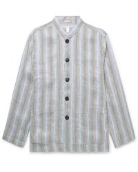 Massimo Alba - Cina2 Grandad-collar Striped Linen And Silk-blend Overshirt - Lyst