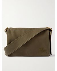 Burberry - Logo-embroidered Gabardine Messenger Bag - Lyst