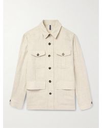 Incotex - Venezia 1951 Hemdjacke aus Leinen mit Fischgratmuster - Lyst