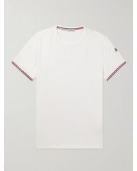 Moncler - Slim-Fit Logo-Appliquéd Contrast-Tipped Cotton-Blend Jersey T-Shirt - Lyst