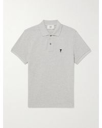 Ami Paris - Logo-Embroidered Organic Cotton-Piqué Polo Shirt - Lyst