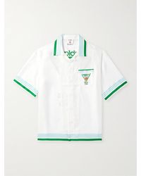 CASABLANCA - Metaphysical Tennis Icon Convertible-Collar Printed Silk-Twill Shirt - Lyst