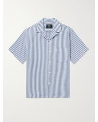 Portuguese Flannel - Convertible-collar Striped Cotton-blend Chambray-jacquard Shirt - Lyst