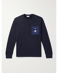 Moncler - Zip-Detailed Logo-Appliquéd Twill-Trimmed Cotton-Jersey Sweatshirt - Lyst