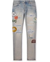 Amiri - Slim-fit Appliquéd Distressed Jeans - Lyst