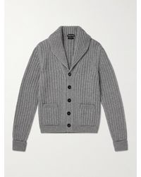 Tom Ford - Cardigan in misto lana e cashmere a coste con collo a scialle - Lyst