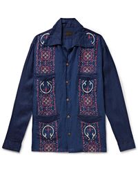Kapital - Camp-collar Indigo-dyed Printed Linen Shirt - Lyst