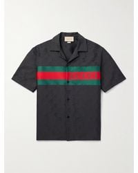 Gucci - Camp-collar Logo-jacquard Twill-trimmed Satin Shirt - Lyst