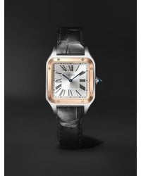 Cartier - Santos-Dumont Large 18-Karat Rose And Stainless Steel Watch, Ref. W2Sa0037 - Lyst