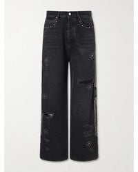 Amiri - Straight-leg Distressed Studded Jeans - Lyst