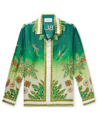 Casablancabrand - Joyaux D'afrique Convertible-collar Logo-print Silk-twill Shirt - Lyst