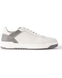 Brunello Cucinelli - Suede And Leather Sneakers - Lyst