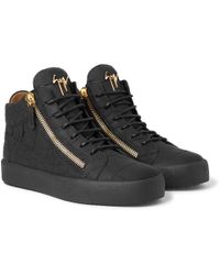Lyst - Giuseppe zanotti Black Croc Embossed Leather High Top Sneakers ...
