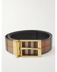 Burberry - 3.5cm Reversible Checked E-canvas And Leather Belt - Lyst