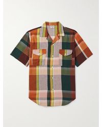 Orslow - Kariertes Hemd aus einer Baumwoll-Leinenmischung mit wandelbarem Kragen - Lyst