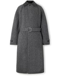 Loewe - Leather-Trimmed Wool-Blend Overcoat - Lyst