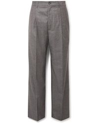 FRAME - Wide-Leg Pleated Virgin Wool-Flannel Suit Trousers - Lyst