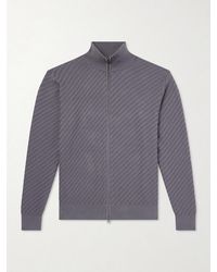 Brioni - Woven Cotton, Silk And Cashmere-Blend Zip-Up Cardigan - Lyst
