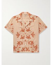 Bode - Bougainvillea Camp-collar Embroidered Cotton-voile Shirt - Lyst