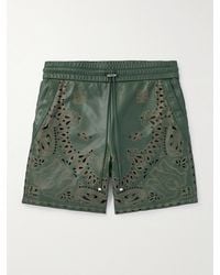 Amiri - Gerade geschnittene Shorts aus Leder mit Bandana-Print und Cut-outs - Lyst