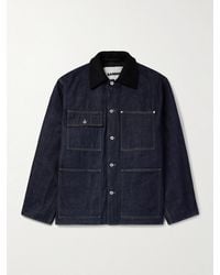 Jil Sander - Oversized Wool Felt-Trimmed Denim Jacket - Lyst