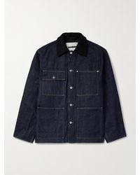 Jil Sander - Oversized-Jeansjacke mit Wollfilzbesatz - Lyst