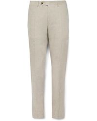 Canali - Kei Slim-fit Tapered Linen And Wool-blend Suit Trousers - Lyst