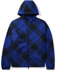 Burberry - Logo-appliqued Checked Twill Hooded Track Jacket - Lyst