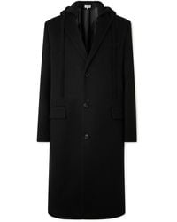 Loewe - Wool-blend Jersey-trimmed Wool And Cashmere-blend Hooded Coat - Lyst