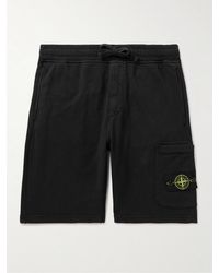 Stone Island - Gerade geschnittene Shorts aus Baumwoll-Jersey mit Kordelzugbund und Logoapplikation in Stückfärbung - Lyst
