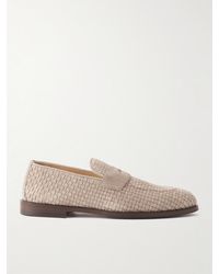 Brunello Cucinelli - Woven Suede Penny Loafers - Lyst