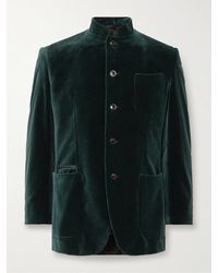 James Purdey & Sons - Estate Mandarin-collar Leather-trimmed Cotton-velvet Tuxedo Jacket - Lyst