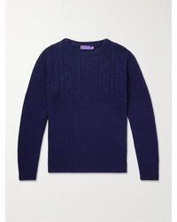 Ralph Lauren Purple Label - Cable-knit Linen And Silk-blend Sweater - Lyst