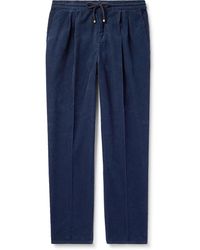 Brunello Cucinelli - Straight-Leg Pleated Cotton-Corduroy Drawstring Trousers - Lyst