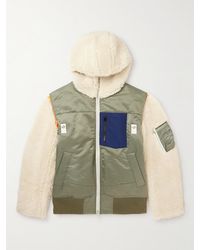 Sacai - Faux Shearling-trimmed Nylon-twill Hooded Bomber Jacket - Lyst