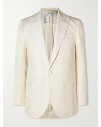 Favourbrook - Grosgrain-trimmed Herringbone Linen And Silk-blend Tuxedo Jacket - Lyst