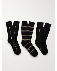 Paul Smith - Pack Of Three Striped Cotton-blend Socks - Lyst