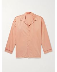 Cleverly Laundry Piped Garment-dyed Washed-cotton Pyjama Shirt - Orange