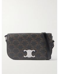Celine - Triomphe Umhängetasche aus beschichtetem Canvas mit Logoprint und Lederbesatz - Lyst