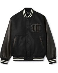 Wacko Maria Leather Varsity Jacket in Black for Men | Lyst