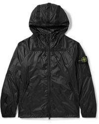Stone Island - Logo-Appliqued Webbing-Trimmed Ht Nylon-Ripstop Hooded Jacket - Lyst