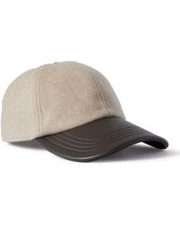 Berluti - Logo-embroidered Cashmere-blend And Leather Baseball Cap - Lyst
