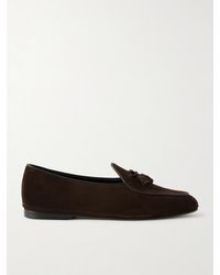 Rubinacci - Marphy Tasselled Leather-Trimmed Suede Loafers - Lyst