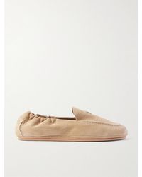 Celine - Logo-Appliquéd Suede Loafers - Lyst