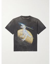 SAINT Mxxxxxx - Sorayama T-Rex Printed Distressed Cotton-Jersey T-Shirt - Lyst