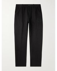 Moncler - Pantaloni a gamba dritta in tela di cotone con logo ricamato - Lyst